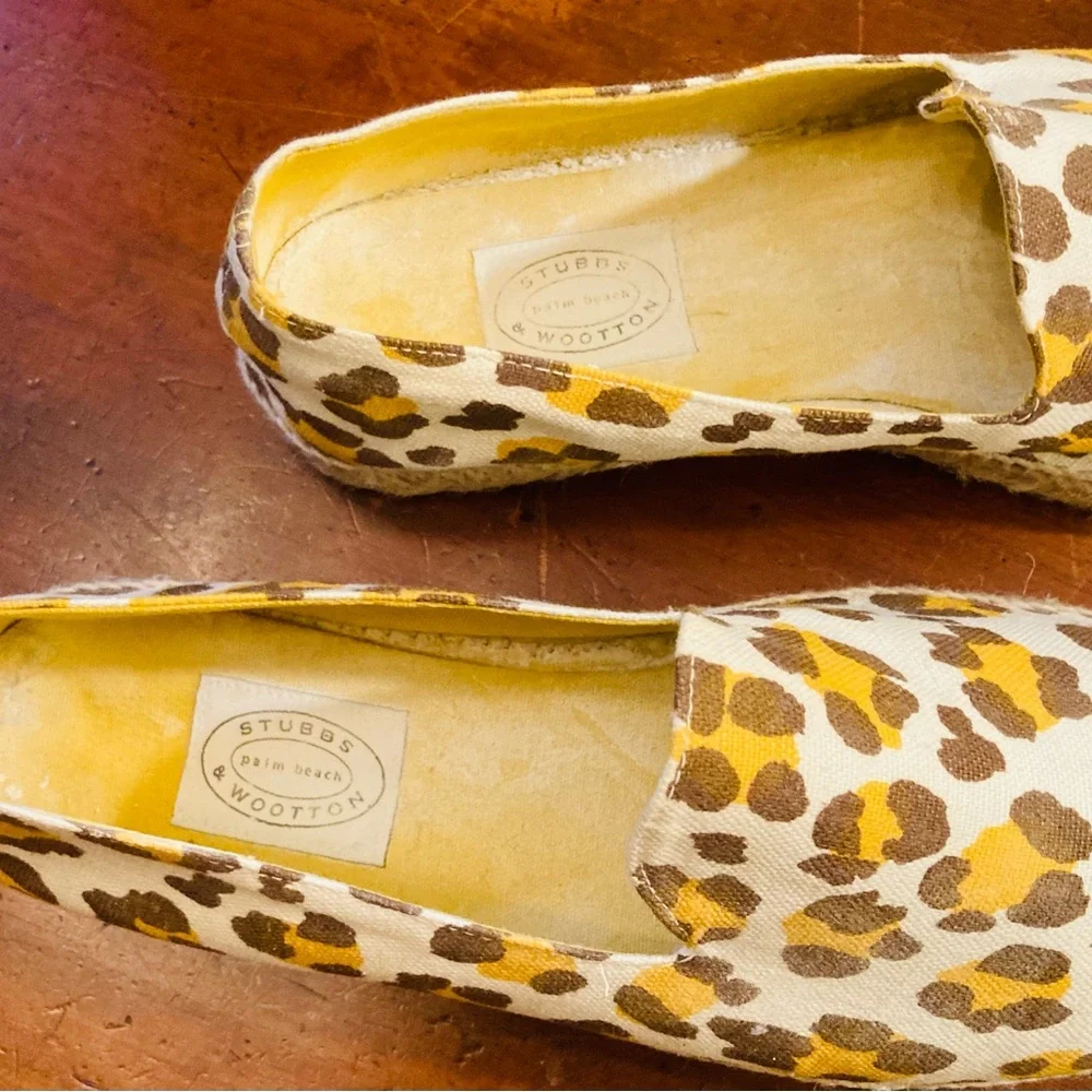 Classic Stubbs & Wootton chettah printed canvas espadrilles jute woven outsole